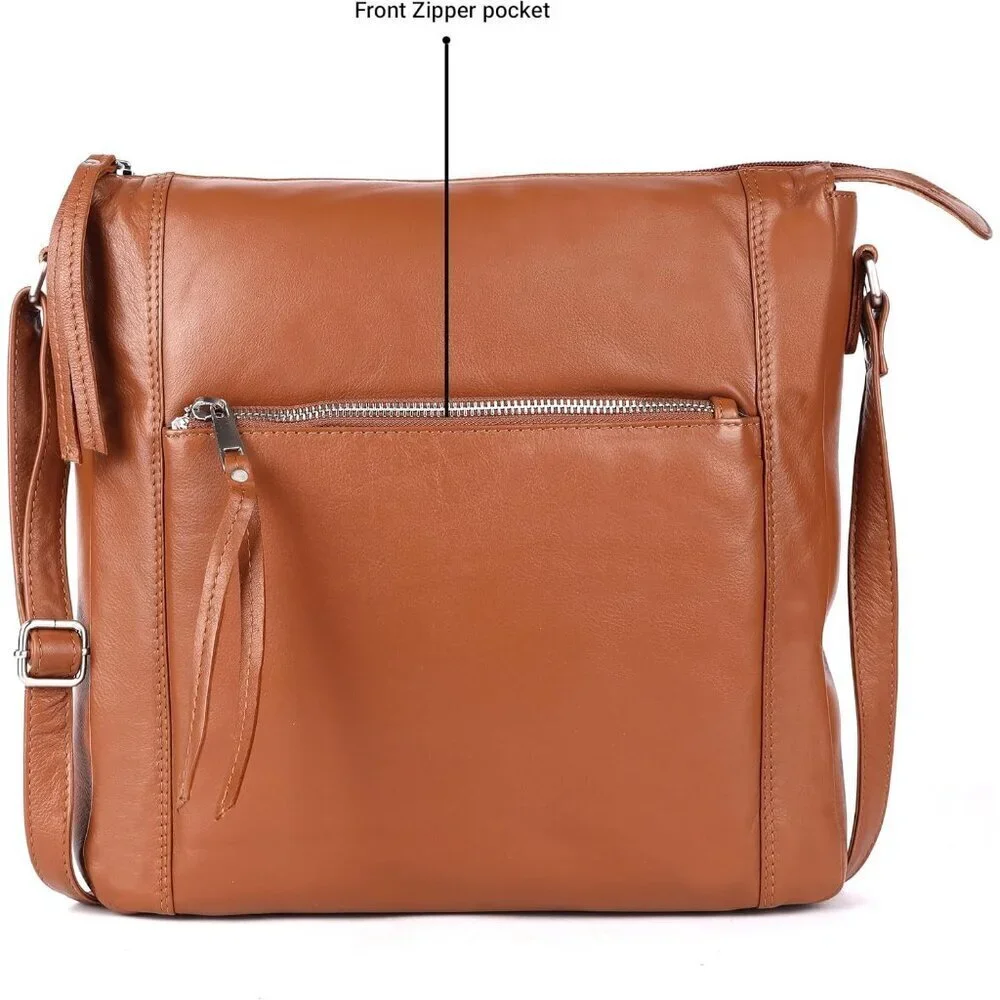Leather Crossbody Bag Large Soft Napa Women Handmade Stylish Function